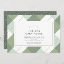 Sage Green & Dourado Gingham Check Holiday Open Ho