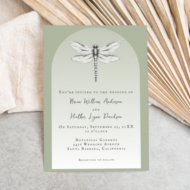 Convites Sage Green Dragonfly Wedding (Sage Green Dragonfly Wedding Invitation)