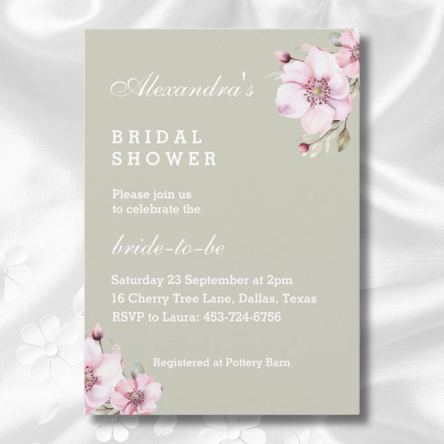 Convites Sage Green Dusty Rosas Rosa Rosa Chá de panela Flo (Criador carregado)