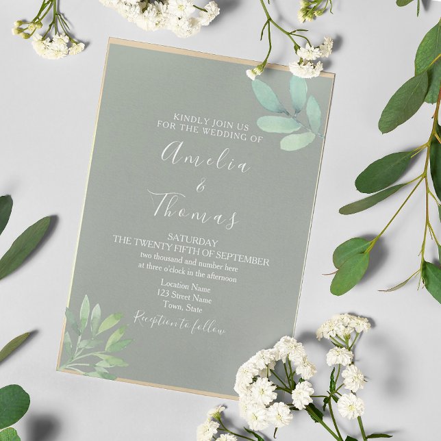 Convites Sage Green e Eucalyptus Wedding (Criador carregado)