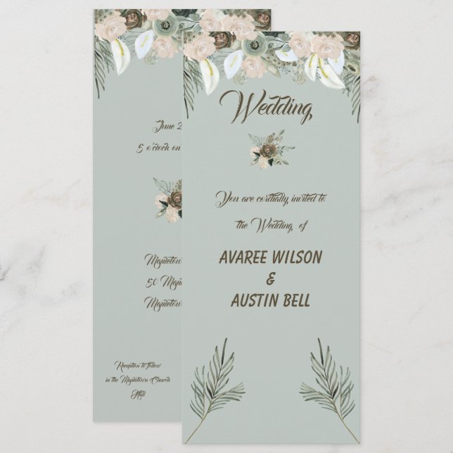 Convites Sage Green e Vanilla Cream Weds (Frente/Verso)