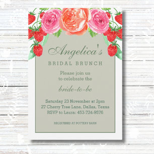 Convites Sage Green e White Peach Peony Bridal Brunch
