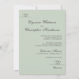 Convites Sage Green Elegant Chic Calligraphy Wedding