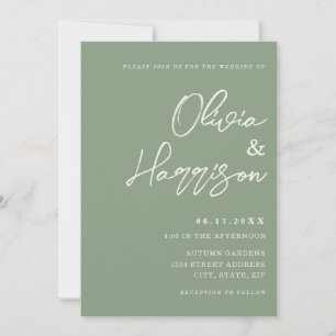 Convites Sage Green Elegant Script Tudo Em Um Casamento