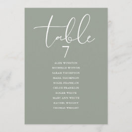 Convites Sage Green Elegant Seating Plan Table Number