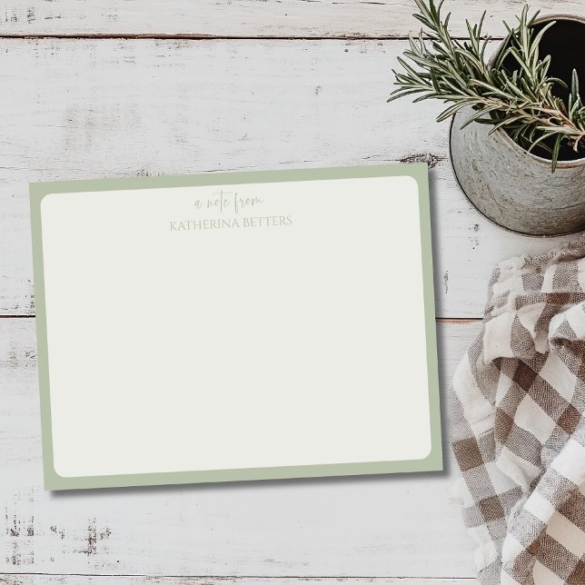 Convites Sage Green Elegant Simple Statnionery Note Card (Criador carregado)