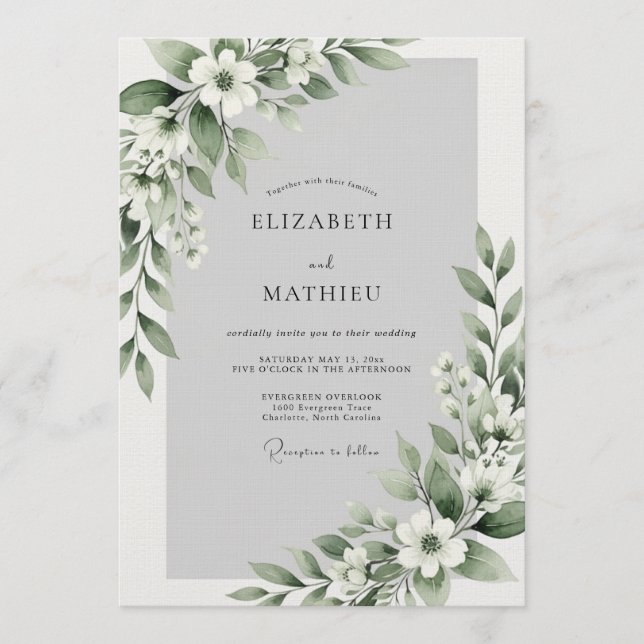 Convites Sage Green Ethereal Blossom Wedding (Frente)