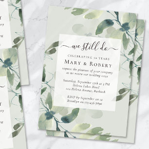 Convites Sage Green Eucalyptus Ainda Vow Renewal 50th