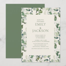 Convites Sage Green Eucalyptus deixa casamento verde