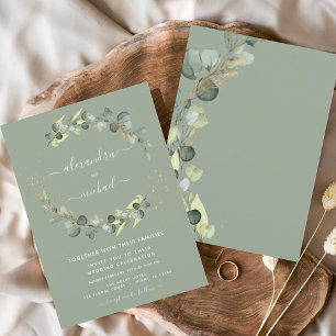 Convites Sage Green Eucalyptus Greenery Elegante Casamento
