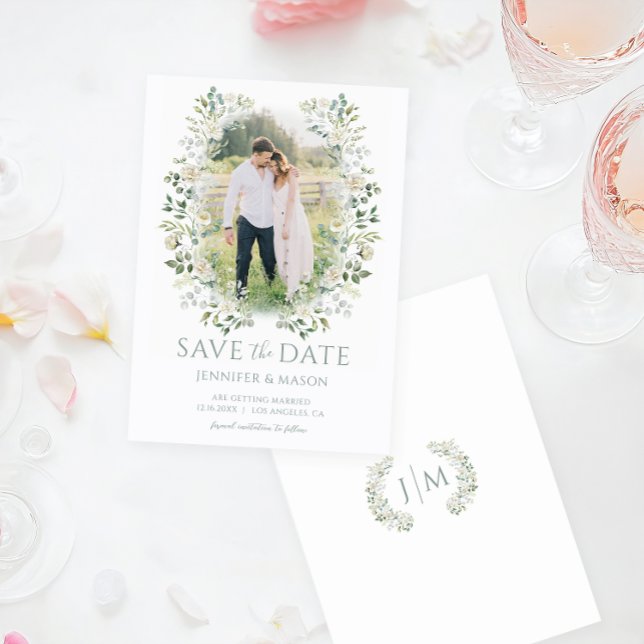 Convites Sage Green Eucalyptus Greenery Salve A Foto Da Dat (Criador carregado)