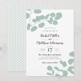 Convites Sage Green Eucalyptus Greenery Weding