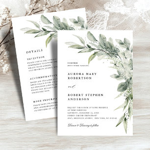 Convites Sage Green Eucalyptus Todos em Um Casamento Detalh