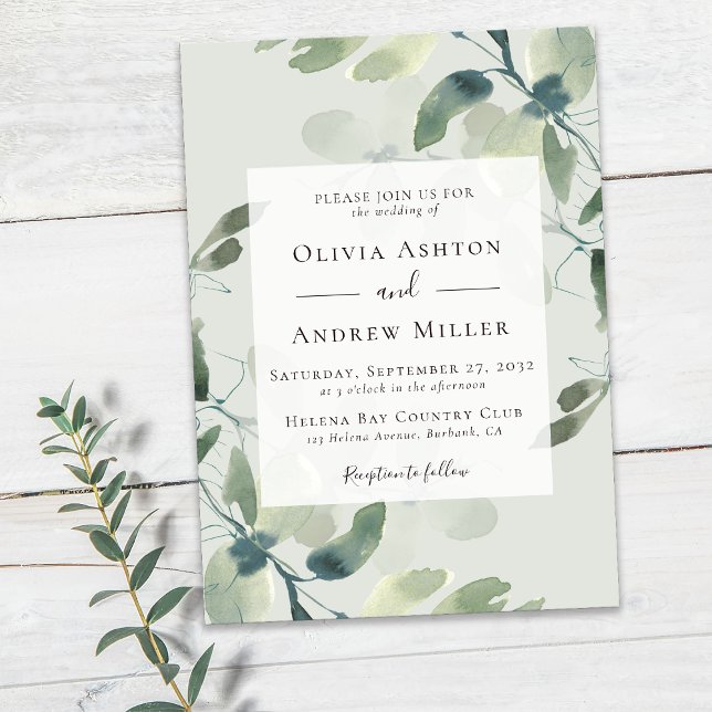 Convites Sage Green Eucalyptus Wedding (Criador carregado)