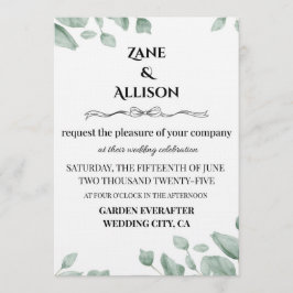 Convites Sage Green Eucalyptus Wedding Invitation