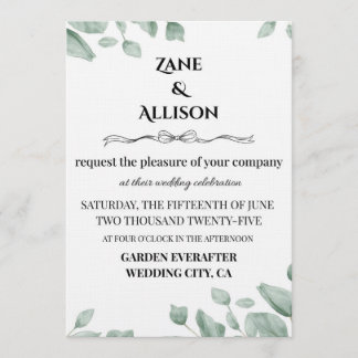 Convites Sage Green Eucalyptus Wedding Invitation
