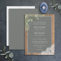 Sage Green Eucalyptus Wood Lace Casamento Inv