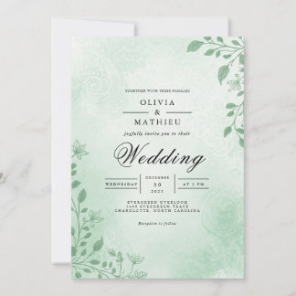 Convites Sage Green Floral Archway Wedding