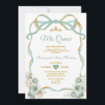 Convites Sage Green Floral Arco Fita Dourada Coroa Mis Quin<br><div class="desc">EDITABLE Sage Green Floral Arco Ribbon Dourada Coroa Mis Quince Convite Elegante Quinceañera Sage Green Princesa Floral Aniversário Dourada Coroa Mis Quince 15 Anos,  16ª Festa de aniversário</div>