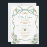 Convites Sage Green Floral Arco Fita Dourada Coroa Mis Quin<br><div class="desc">EDITABLE Sage Green Floral Arco Ribbon Dourada Coroa Mis Quince Convite Elegante Quinceañera Sage Green Princesa Floral Aniversário Dourada Coroa Mis Quince 15 Anos,  16ª Festa de aniversário</div>