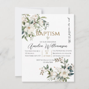 Convites Sage Green Floral Baptism