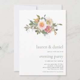 Convites Sage Green Floral Buquê QR Partido da Noite de Cas