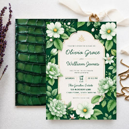 Convites Sage Green Floral Elegant Botanical Garden