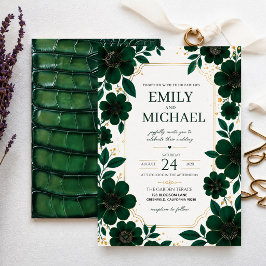 Convites Sage Green Floral Elegant Botanical Greenery Gold