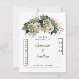 Convites Sage Green Floral Eucalyptus Save the Date |