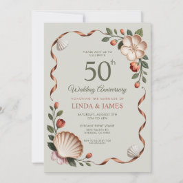 Convites Sage Green Floral Flowers Wedding Anniversary 