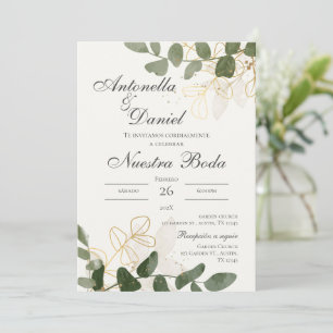 Convites Sage Green Floral Wedation em Espanhol