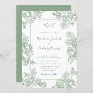 Convites Sage Green Floral Wedding