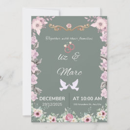Convites  Sage Green Floral Wedding Invitation Card