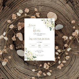Convites Sage Green Floral wedding invitation in Spanish