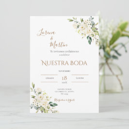 Convites Sage Green Floral wedding invitation in Spanish