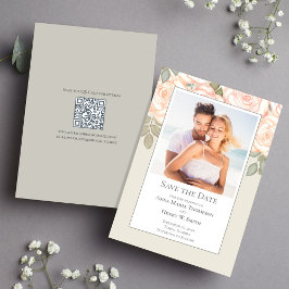 Convites Sage Green Floral Wedding Save the Date Photo