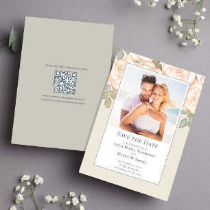 Convites Sage Green Floral Wedding Save the Date Photo