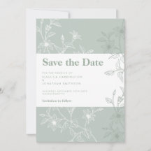 Sage Green Floral Weding The Date Card