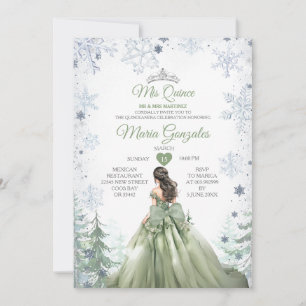 Convites Sage Green Forest Winter Princess Mis Quince