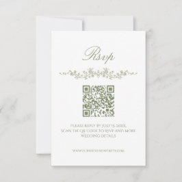 Convites Sage Green French Floral RSVP Card with QR Code