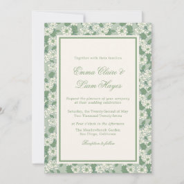 Convites Sage Green Garden Chinoiserie Wedding Invitation