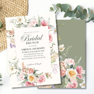 Convites Sage green garden wildfloral spring Bridal shower