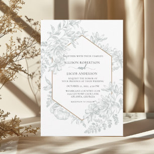 Convites Sage Green Geométrico Floral Tudo Em Um Casamento