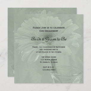 Convites Sage Green Gerber Daisy Festa de noivado