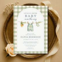 Sage Green Gingham Locally Grown Baby Shower