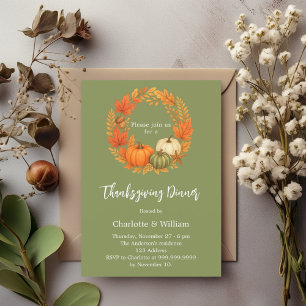 Convites Sage green graças janta orange-abóbora