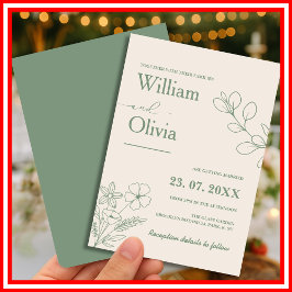 Convites Sage Green Greenery Boho Minimalista Casamento