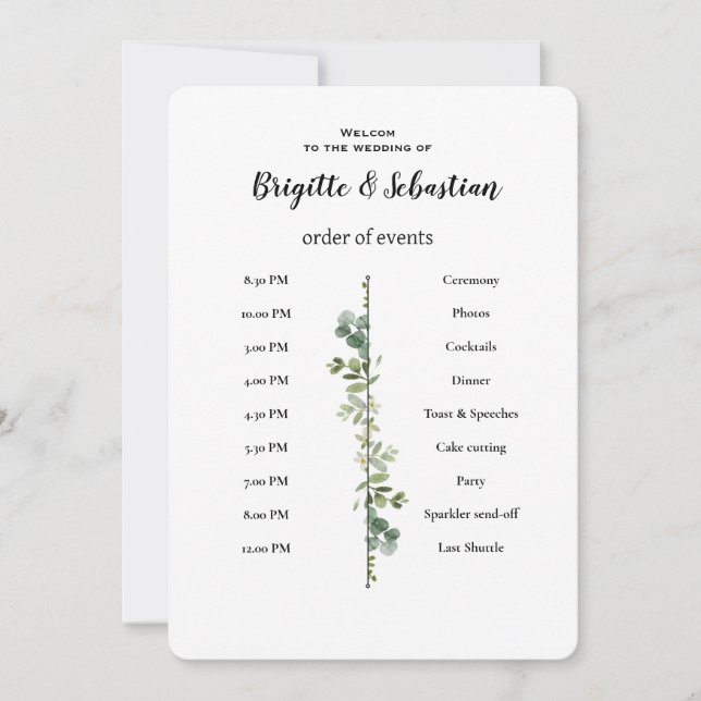 Convites Sage Green | Greenery Gold Wedding Invite (Frente)