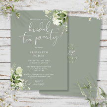 Sage Green Greenery Monograma Bridal Tea Party