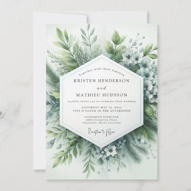 Convites Sage Green Hazy Botanical Wedding (Frente)
